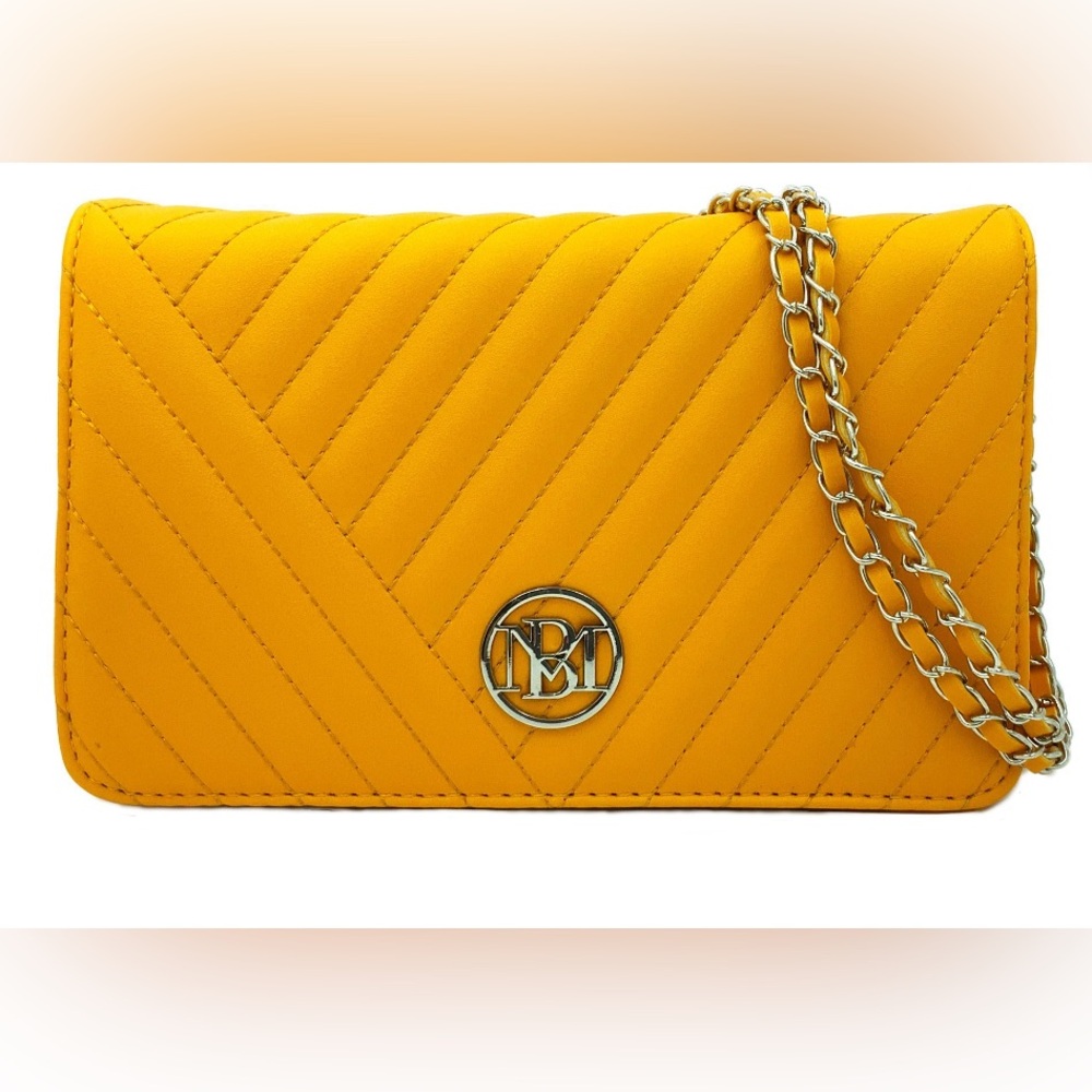 New Badgley Mischka Yellow Chain Yellow Crossbody